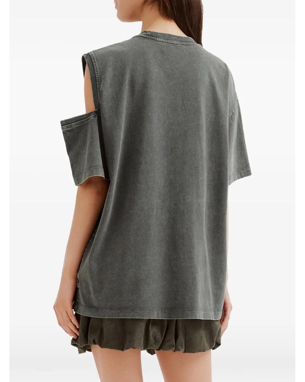 Mini Cream Gray Cut-Out Star-Embellished T-Shirt