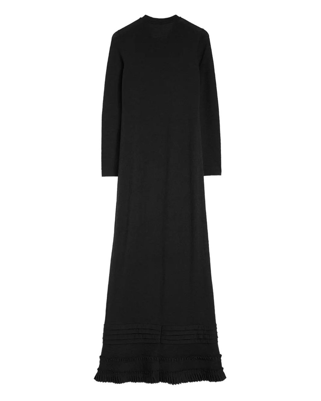 Jil Sander Black Ruffle-Detail Maxi Dress