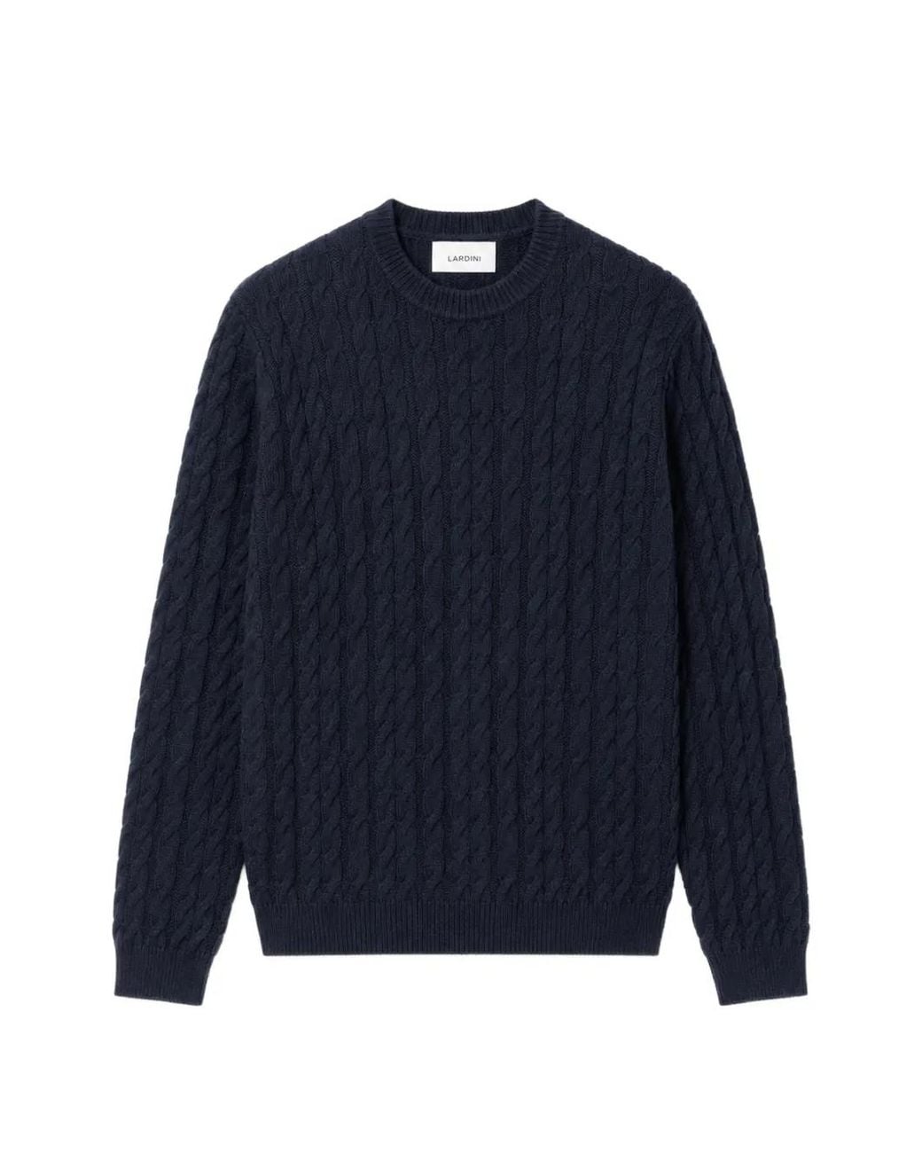 Lardini Blue Cable-Knit Crew-Neck Wool Sweater for men