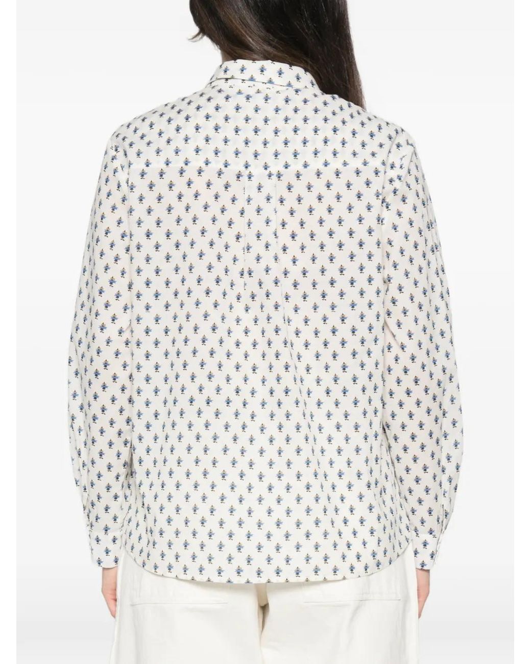 MAISON 123 White Chemise À Imprimé Géométrique