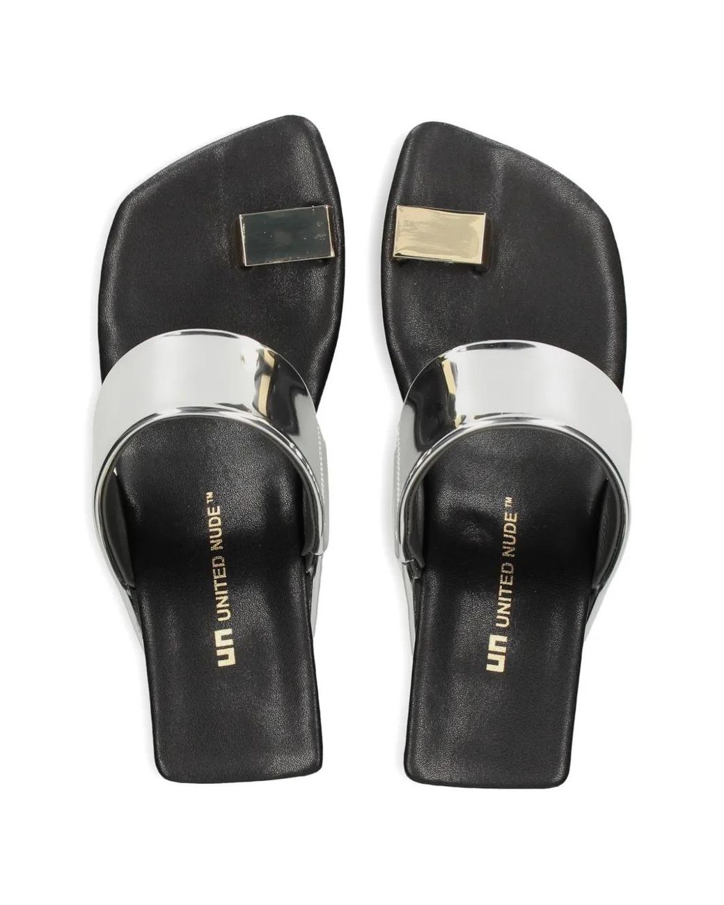 United Nude Black Sandales Loop Toe Hi À Effet Métallisé