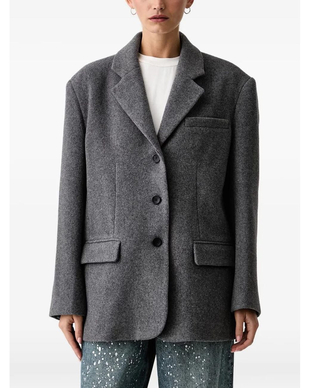 ELEH Gray Single-Breasted Blazer