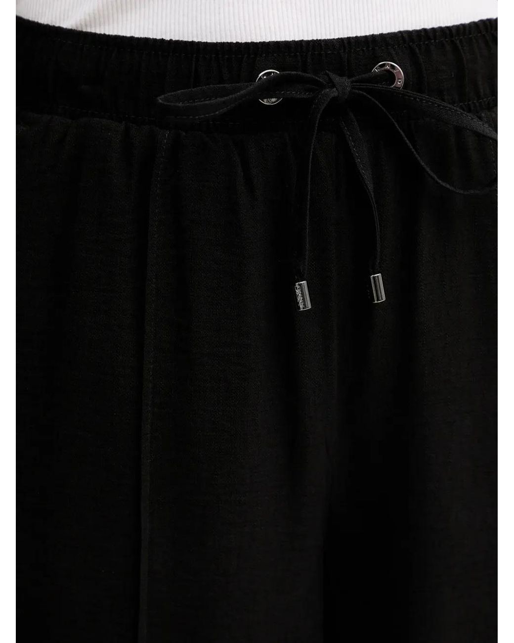 DKNY Black Drawstring Wide-Leg Trousers