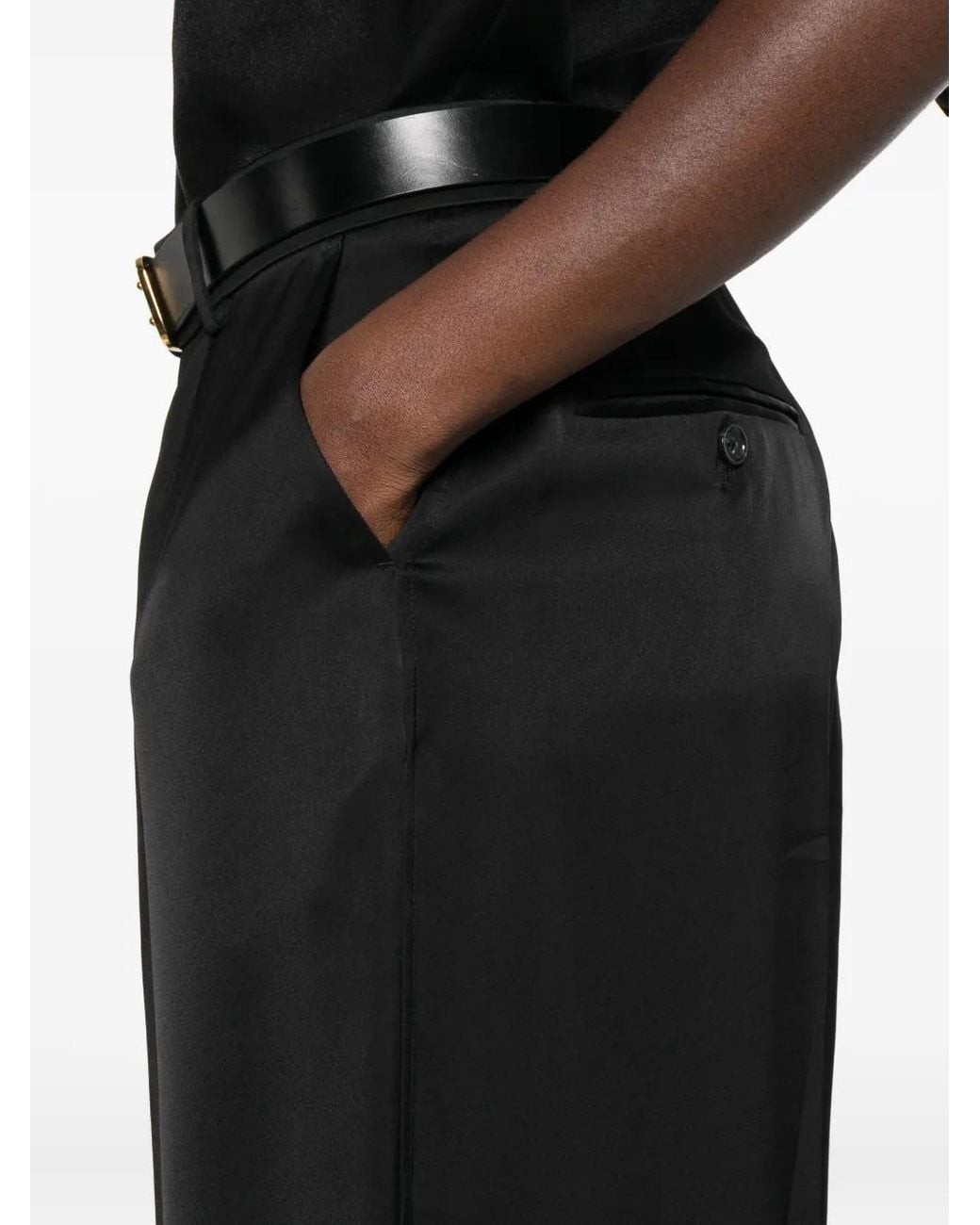 Totême  Black Satin-Finish Trousers