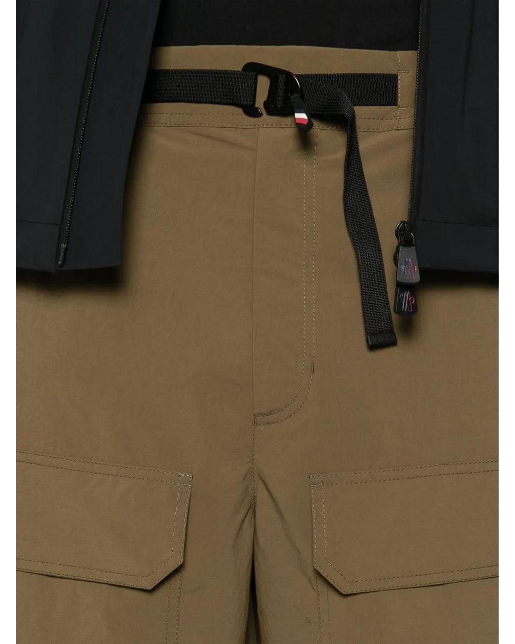 Moncler Green Froisse Technique Cargo Trousers for men