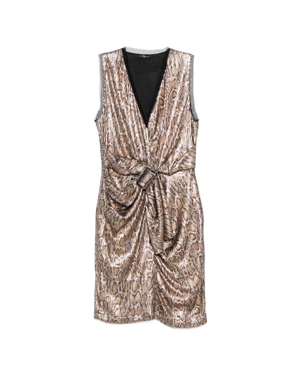 Hanita Natural Snake-Print Sequin-Embellished Dress
