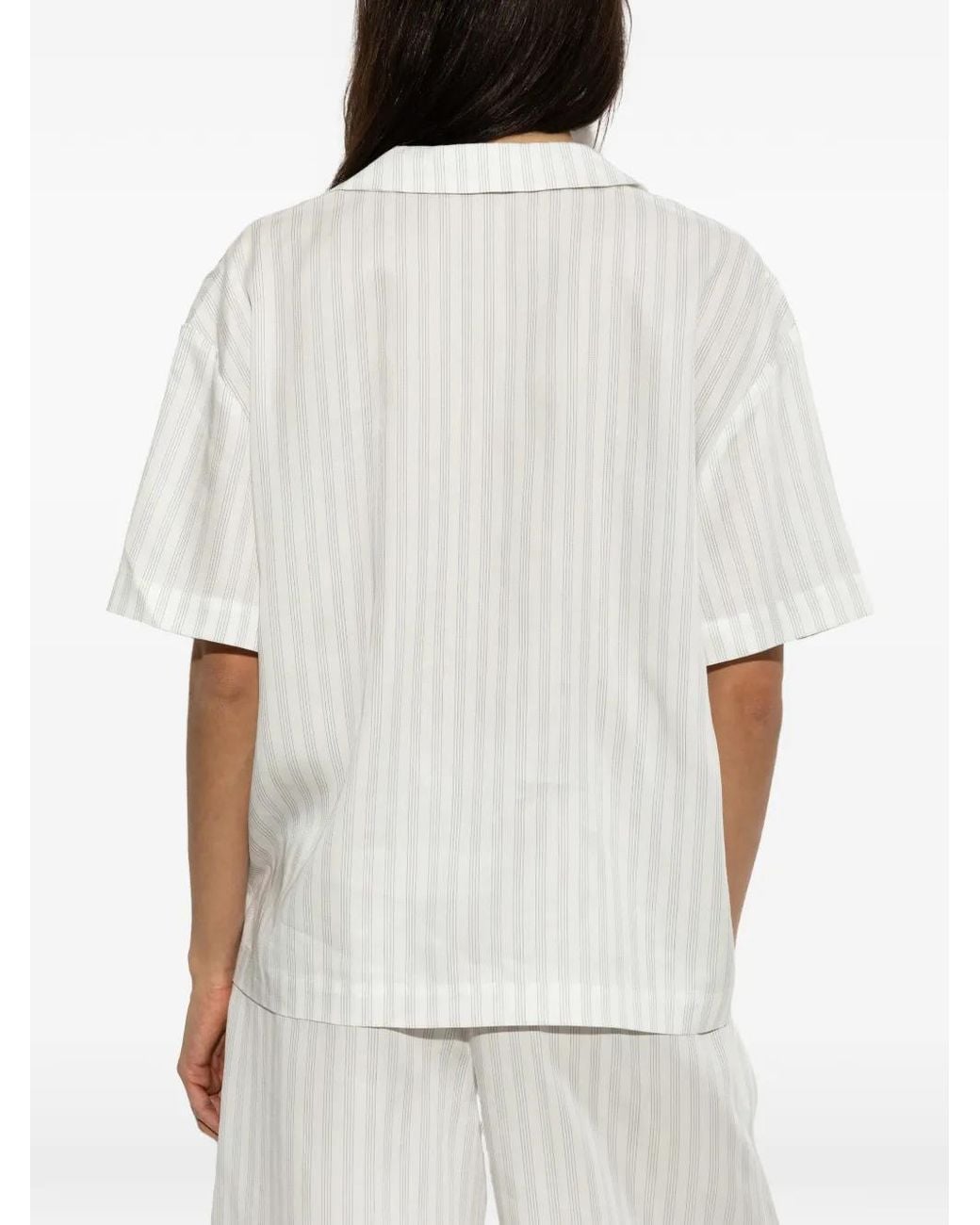 Munthe White Brianda Pinstripe-Pattern Short-Sleeved Shirt
