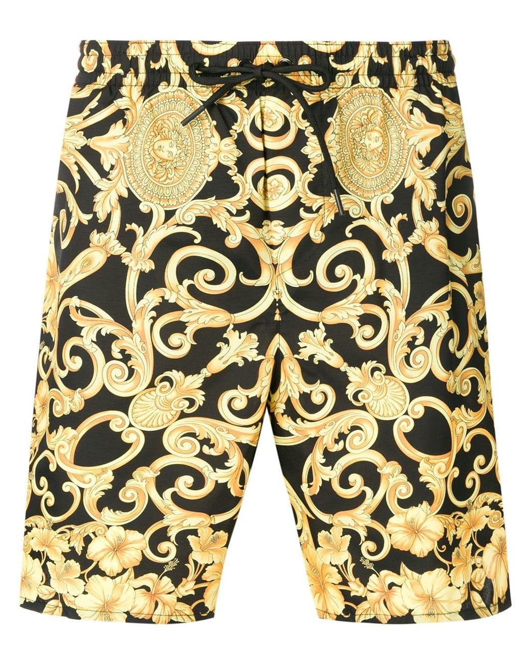 Versace Synthetic Baroque Print Swim Shorts in Yellow for Men - Lyst
