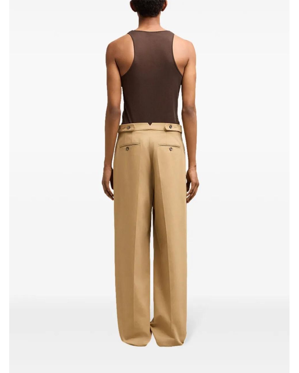 AMI Natural Cotton Wide-Leg Trousers for men