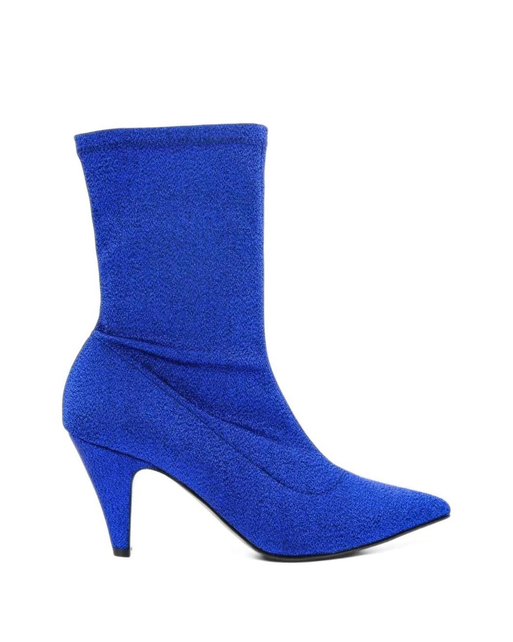 Giampaolo Viozzi Blue Glitter-Effect Stretch Ankle Boots