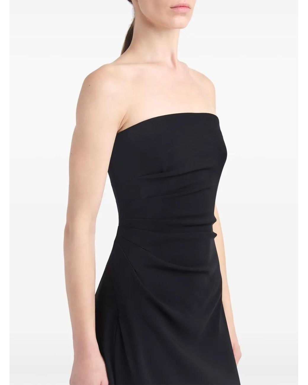 Proenza Schouler Black Strapless Crepe Midi Dress