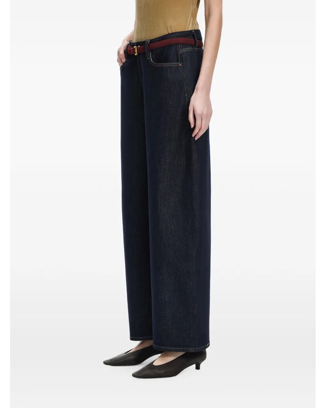 JNBY Blue Relaxed-Fit Wide-Leg Jeans