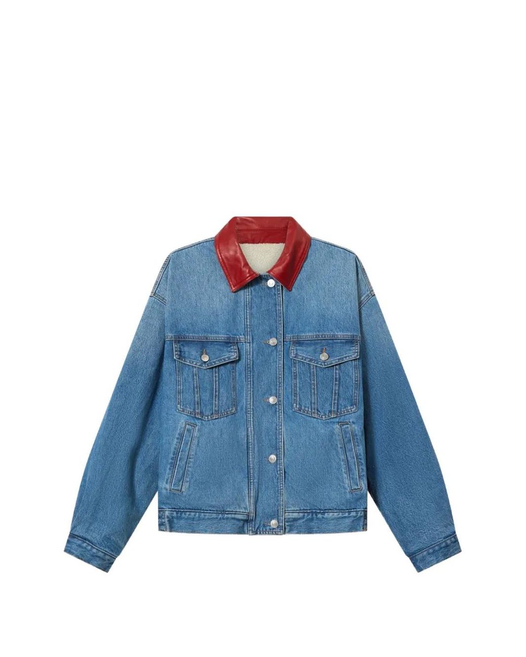 Isabel Marant Blue Reversible Shearling-Effect Denim Jacket for men