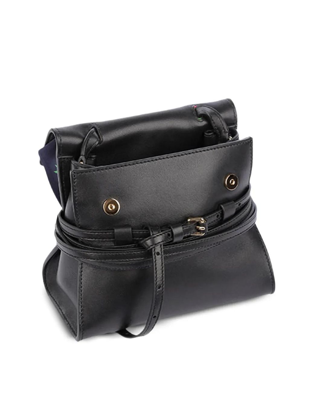 Moschino Black Small Tie Me Scarf-Detail Tote Bag