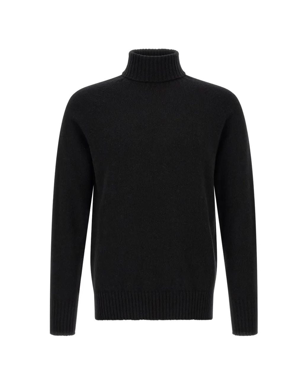 Ma'ry'ya Black Raglan-Sleeve Side-Slit Sweater for men