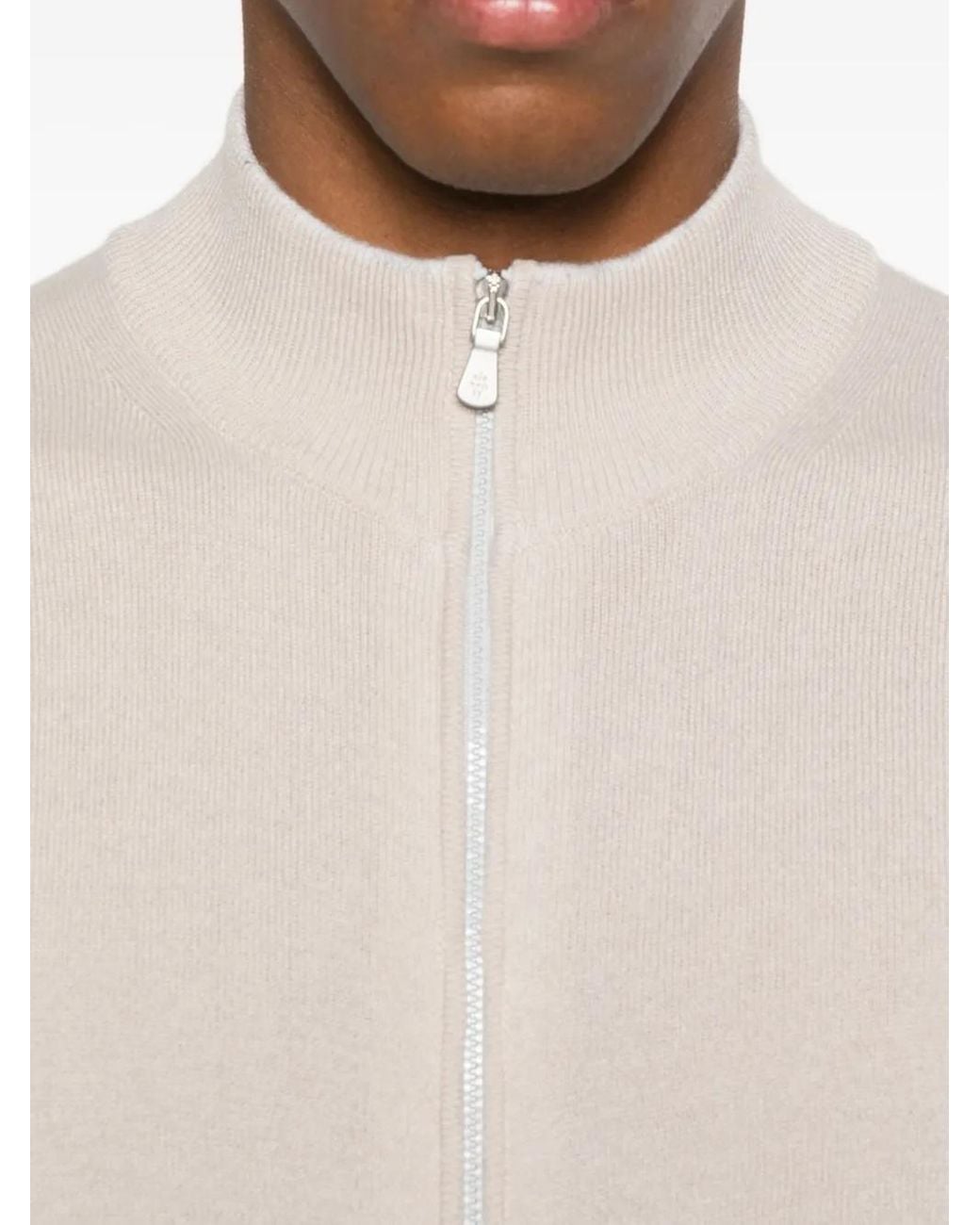 Eleventy White High-Neck Zip-Up Cardigan for men