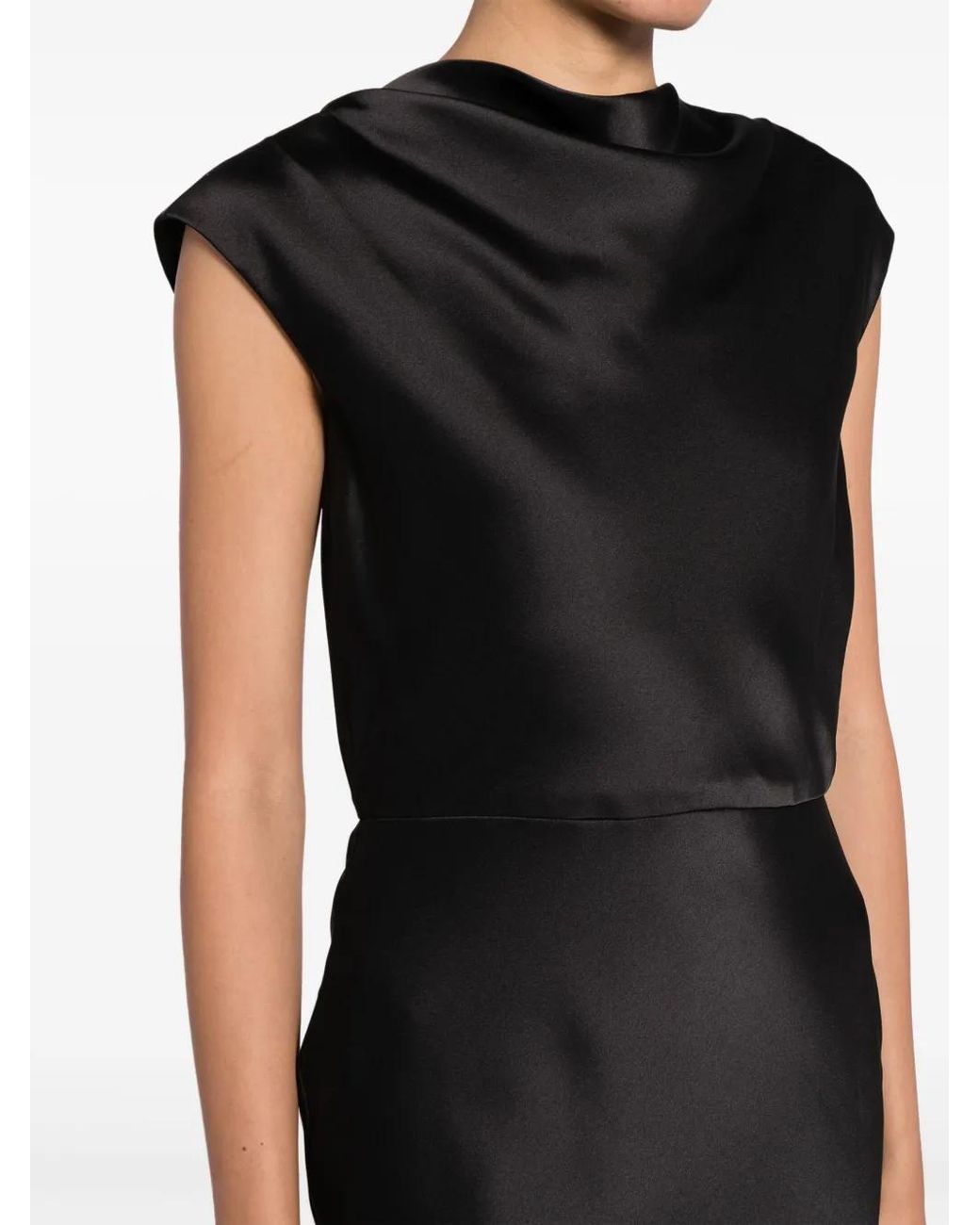 Amsale Black Cowl-Neck Sleeveless Maxi Dress