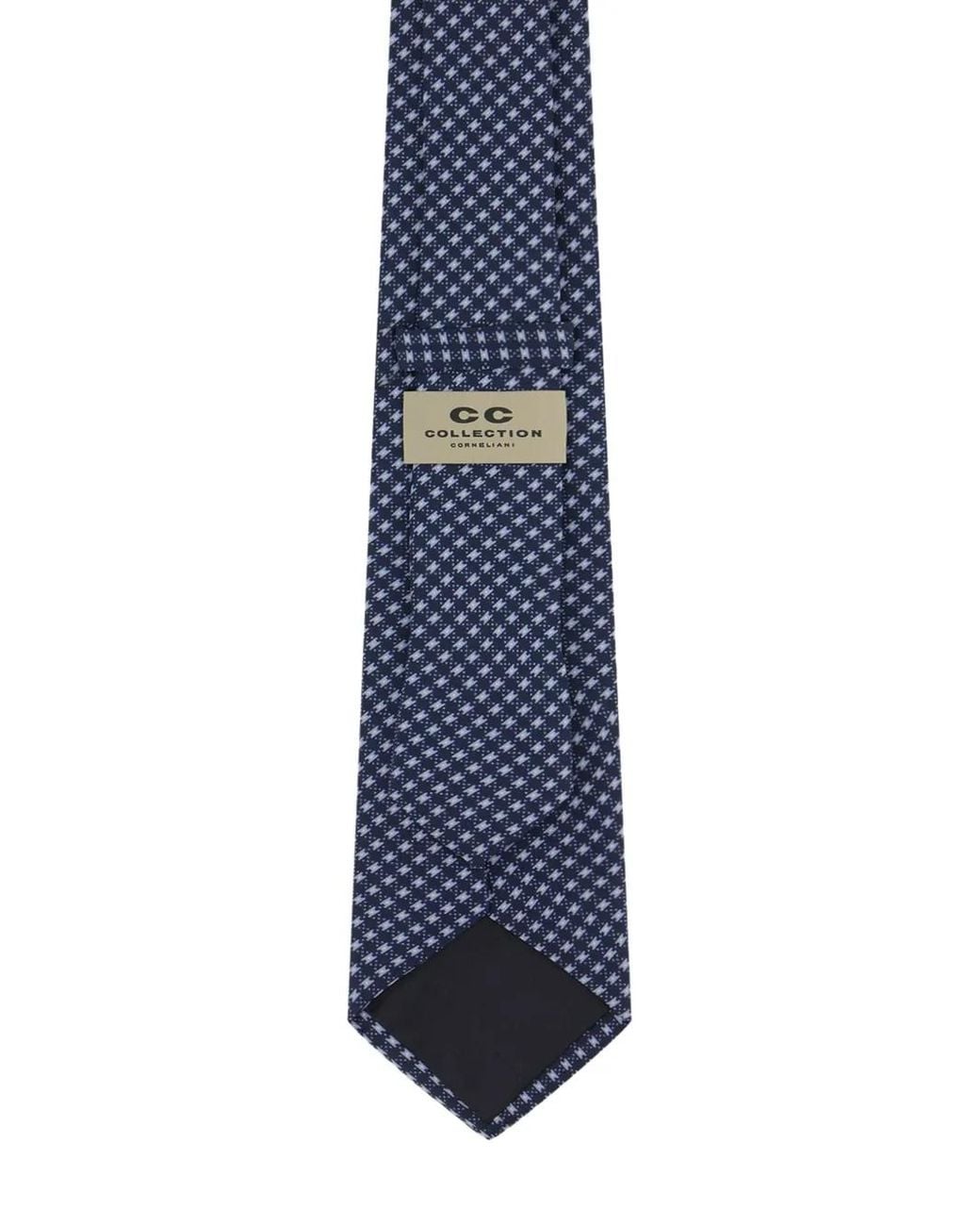 Corneliani Blue Houndstooth-Pattern Silk Tie for men