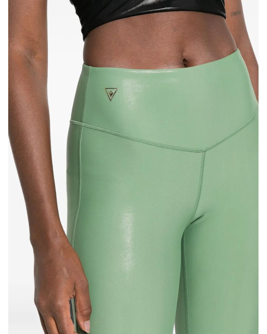 MACRON Green Metallic-Effect Performance Leggings