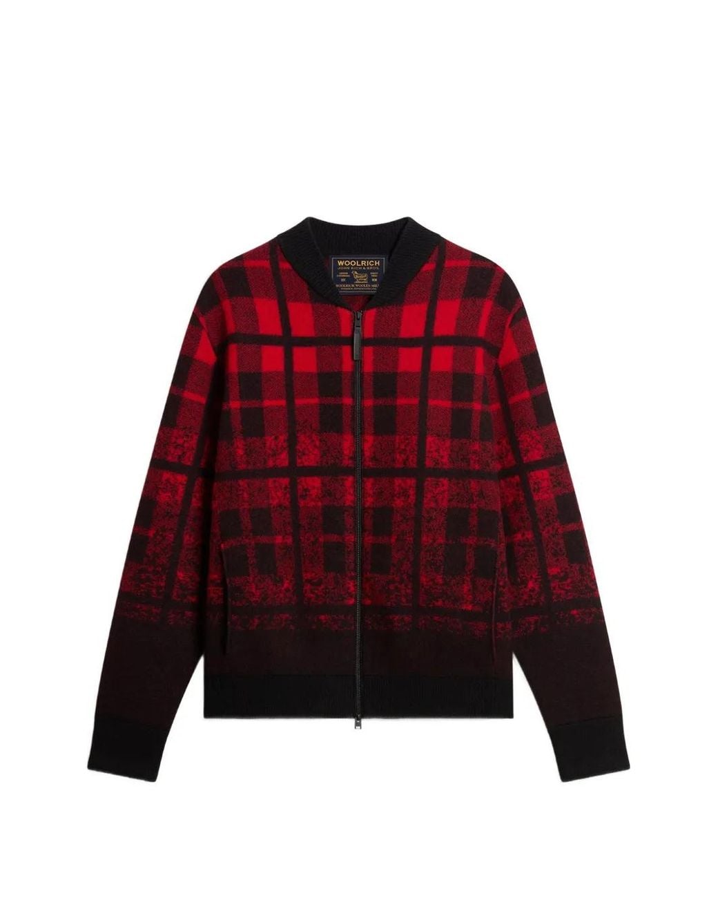 Woolrich Red Boiled-Wool Check Bomber Jacket for men
