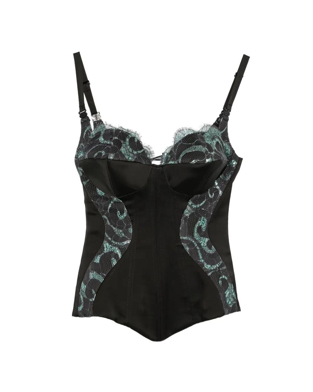 MITILIANE COUTURE Black Chantilly Lace-Insert Corset