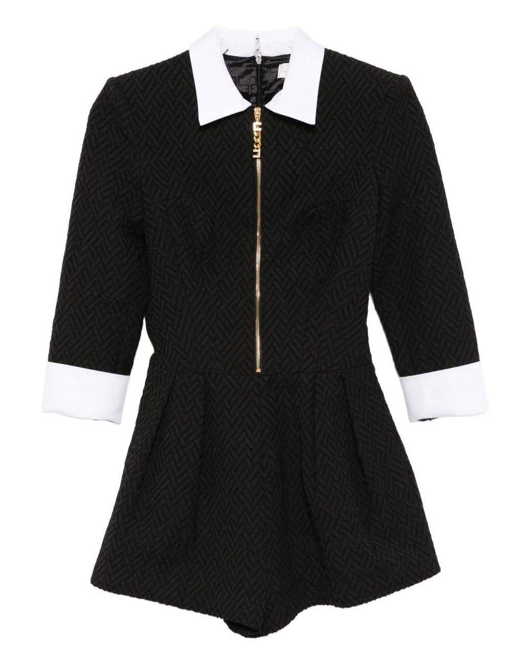 Elisabetta Franchi Black Herringbone Tweed Playsuit
