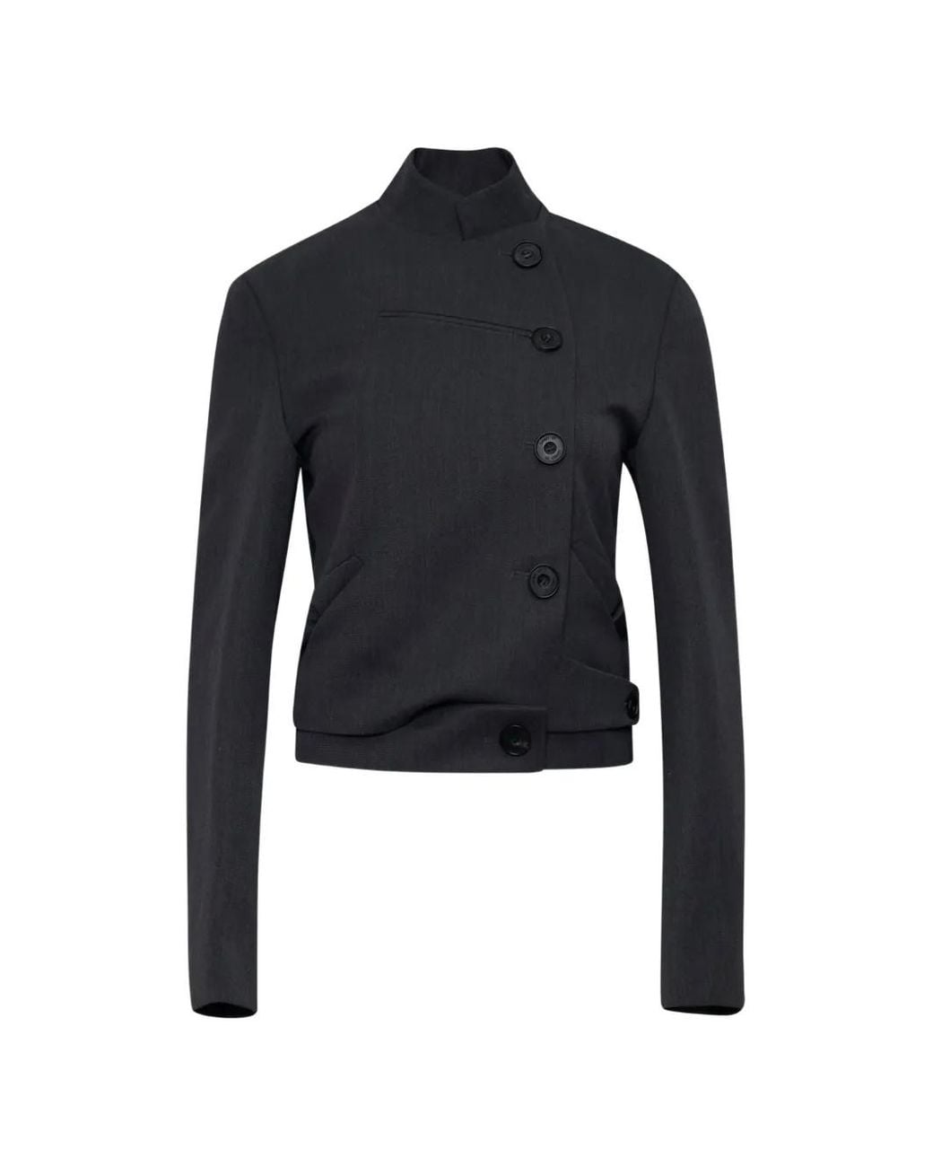 OPEN YY Blue Asymmetric Button-Fastening Jacket