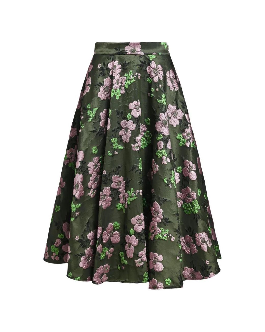 Essentiel Antwerp Green Kathyanne Floral-Jacquard Midi Skirt