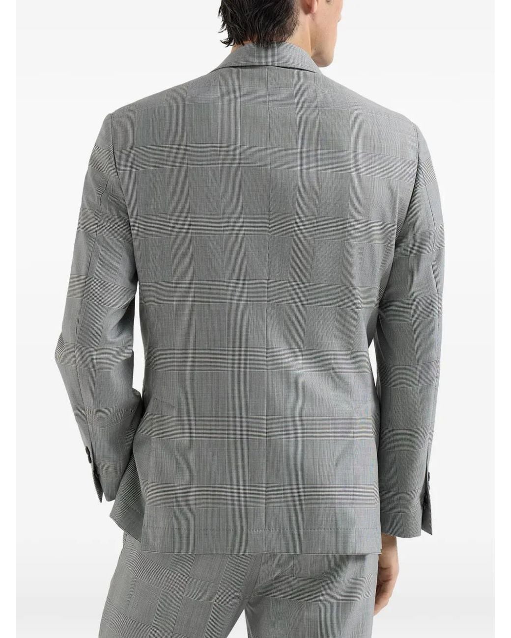 Brunello Cucinelli Gray Super 150S Virgin Wool Prince Of Wales Jacket for men