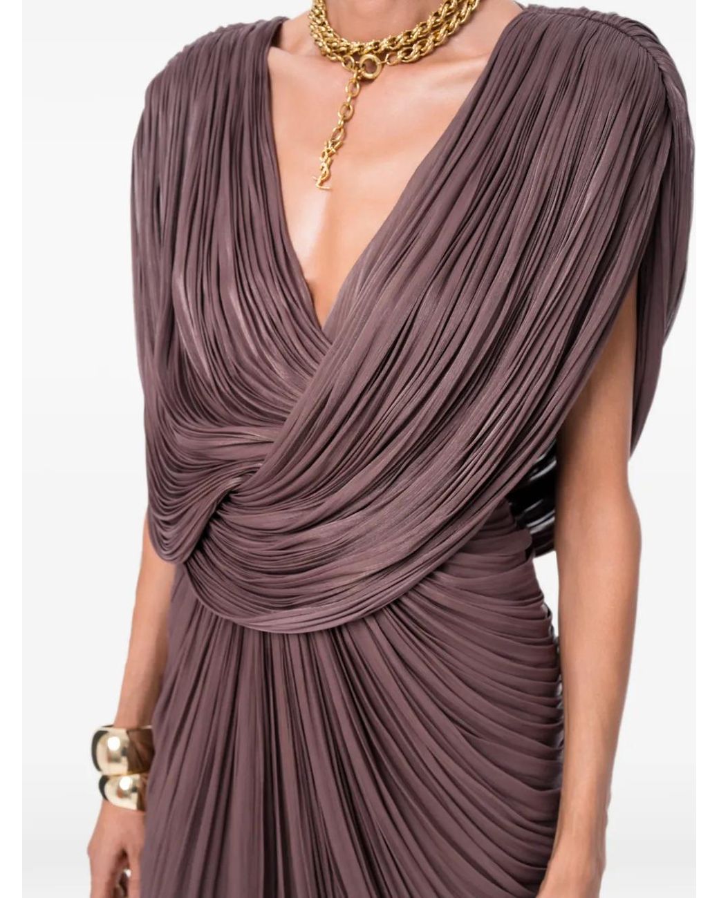 Ana Radu Purple Robe Longue Plissée À Design Drapé