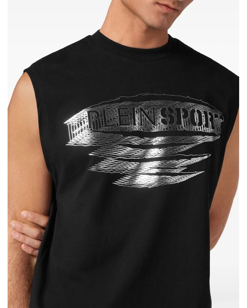 Philipp Plein Black Logo-Print Tank Top for men