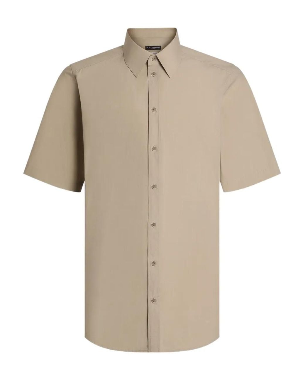 Dolce & Gabbana Natural Button-Up Short-Sleeve Shirt for men