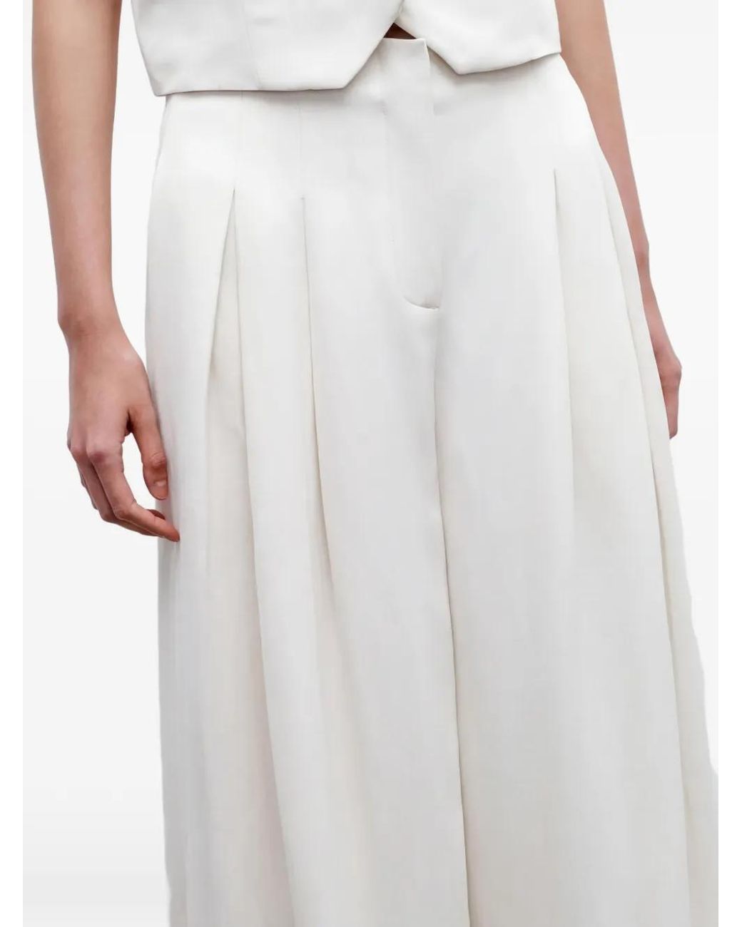 Twp White Drew Pleated Wide-Leg Trousers