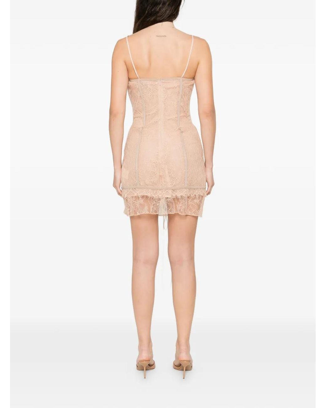 GIUSEPPE DI MORABITO White Lace-Fabric Panelled-Design Mini Dress