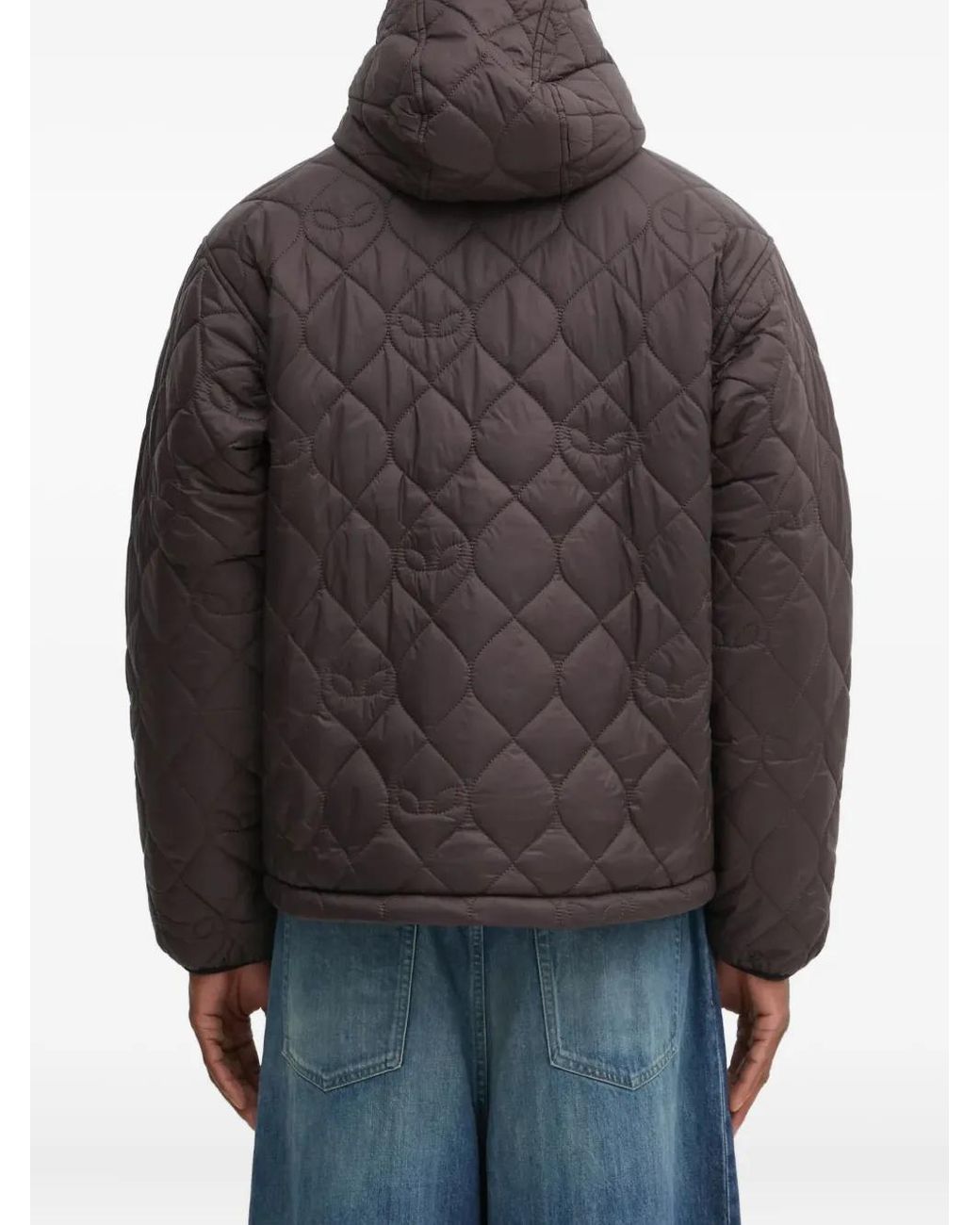 No Problemo Gray Quilted Hooded Jacket for men