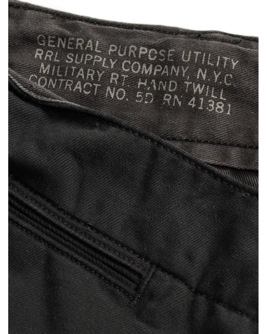 RRL Black Regular Cotton Trousers for men