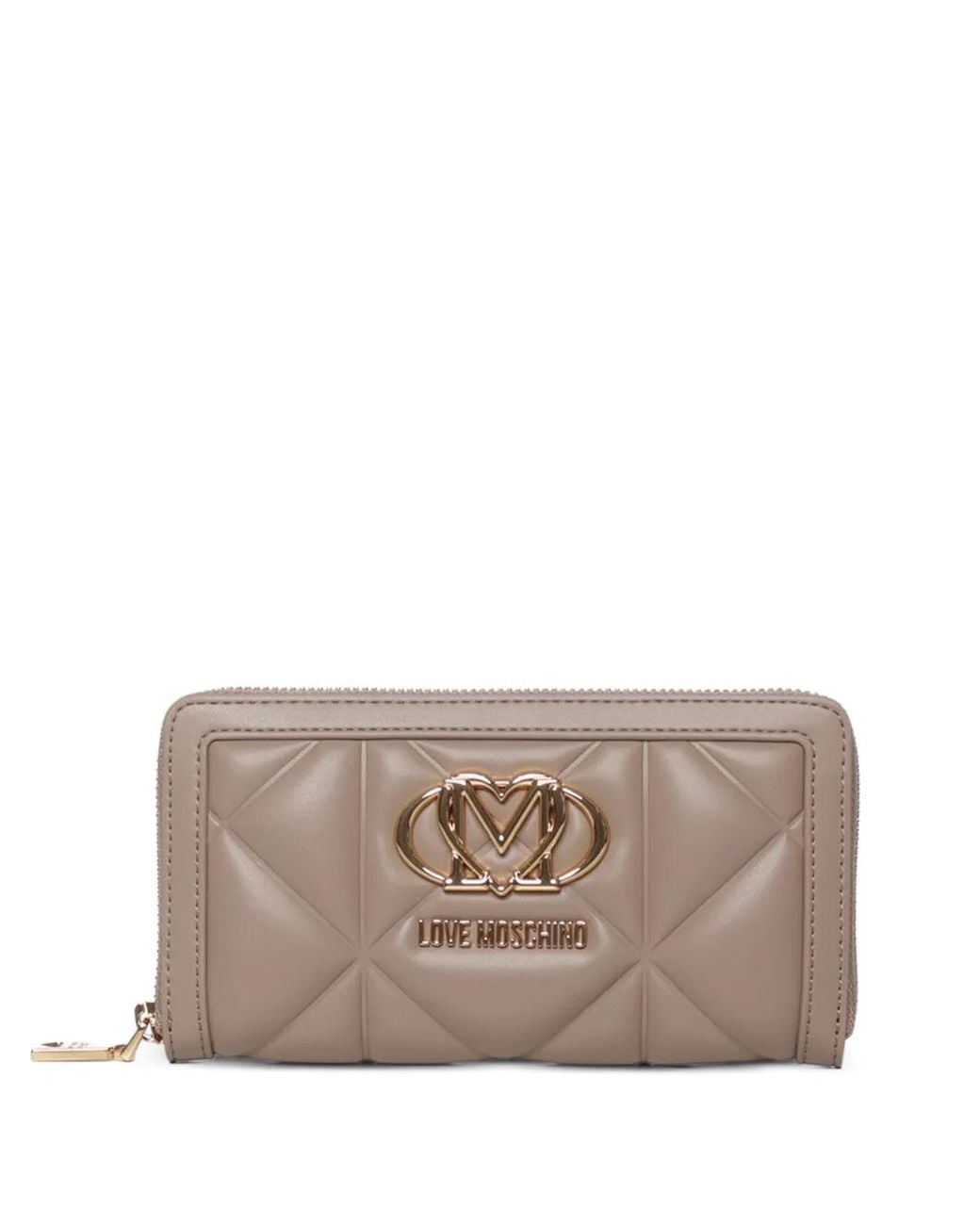 Love Moschino Gray Quilted Logo-Plaque Wallet