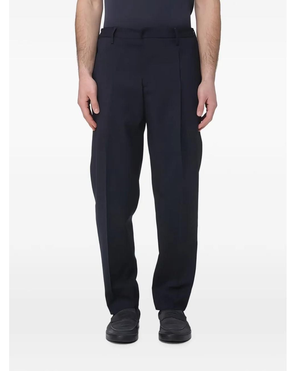 Briglia 1949 Blue Tailored-Cut Pleated Trousers for men
