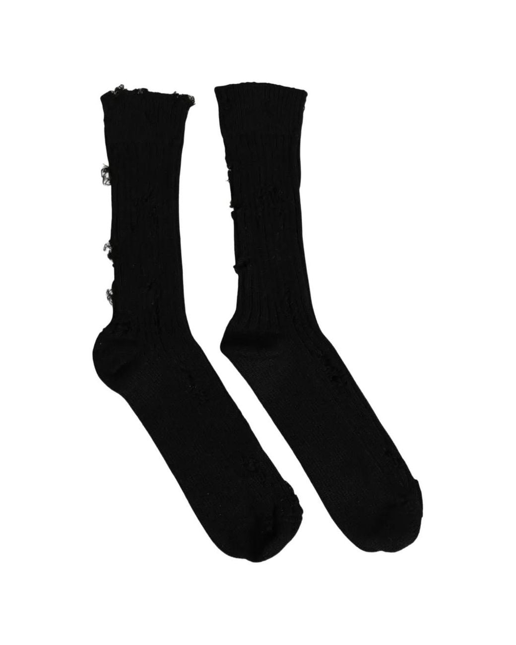 Dolce & Gabbana Black Distressed Ribbed Socks for men