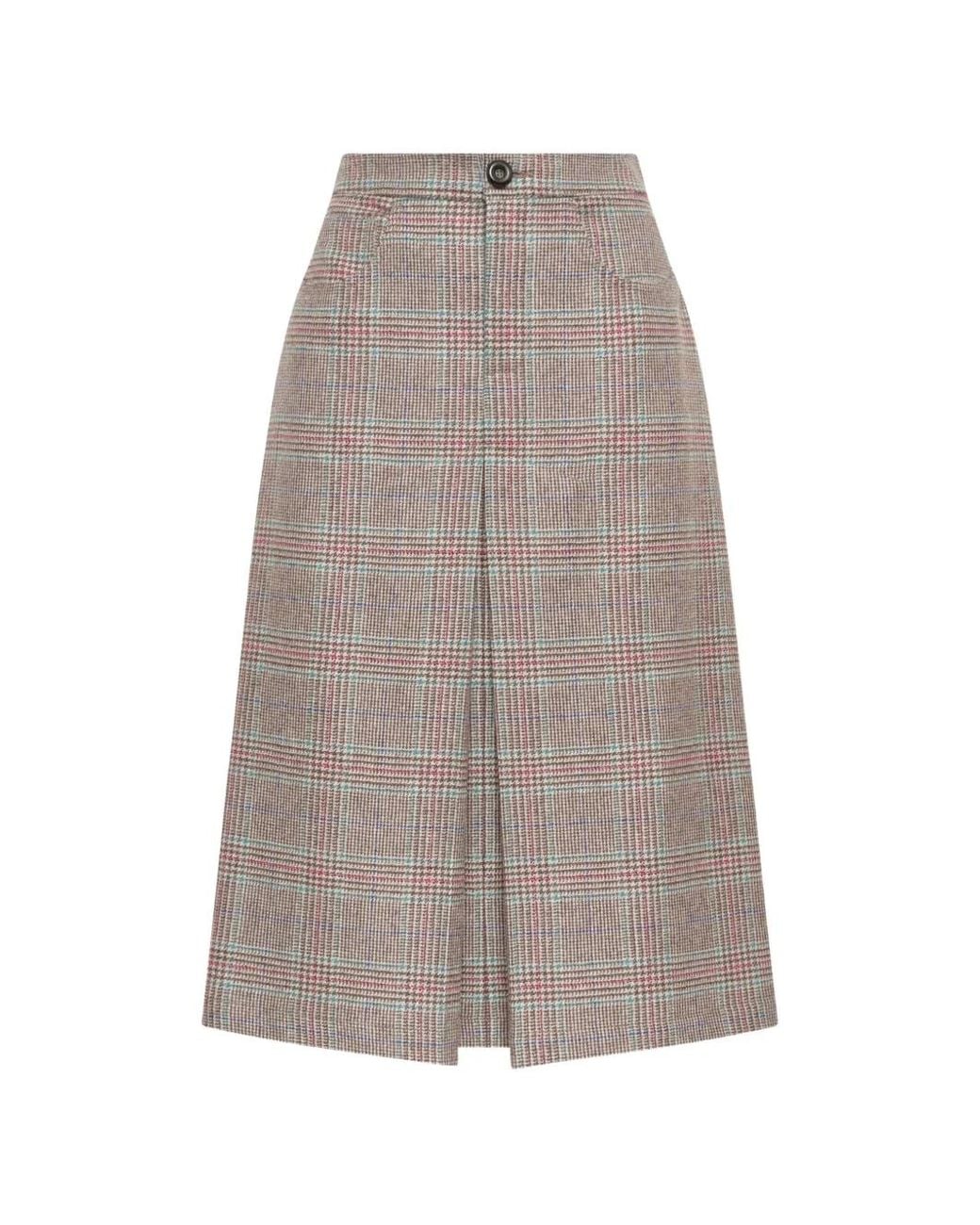 Maliparmi Gray Prince-Of-Wales Check A-Line Midi Skirt