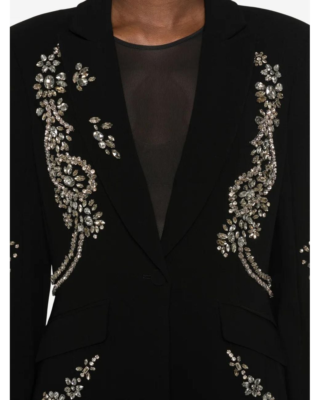 Cinq À Sept Black Blazer À Ornements En Cristal