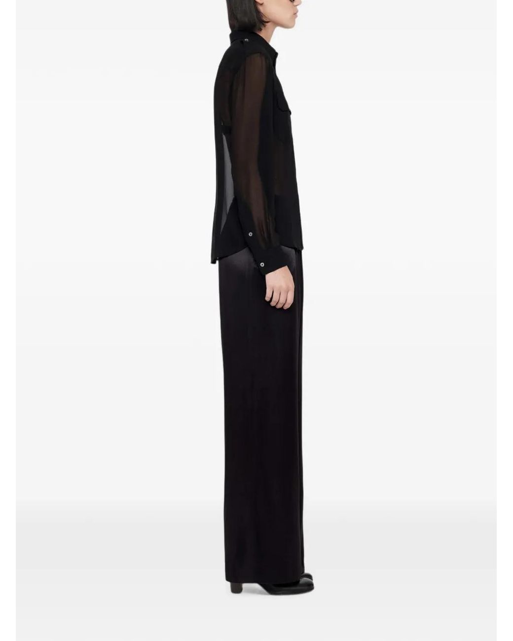 AllSaints Black Lycia Palazzo Trousers