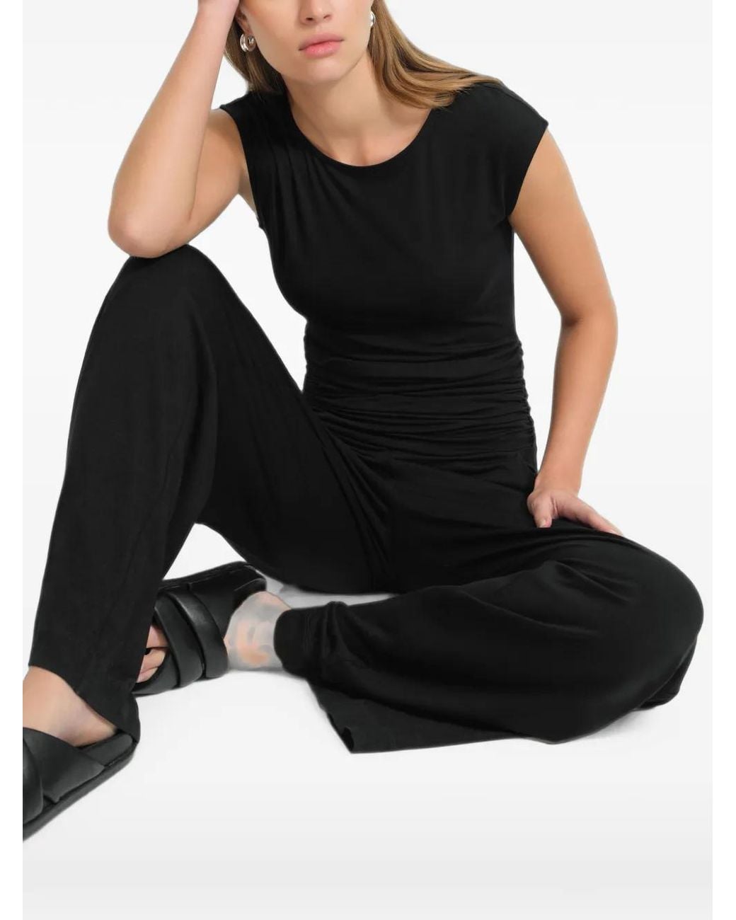 MARCELLA Black Tessa Ruched Jumpsuit