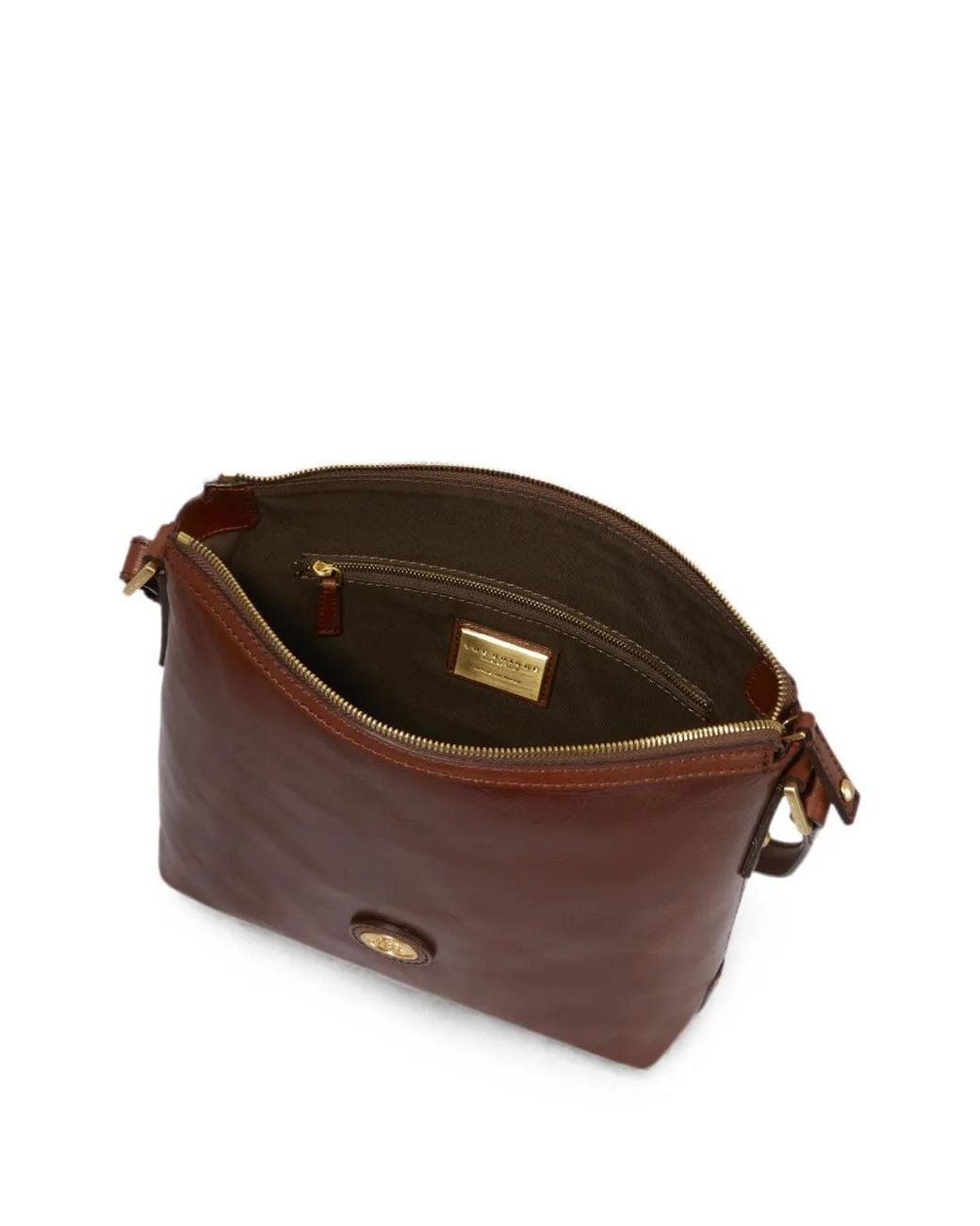The Bridge Brown Zip-Top Leather Cross Body Bag
