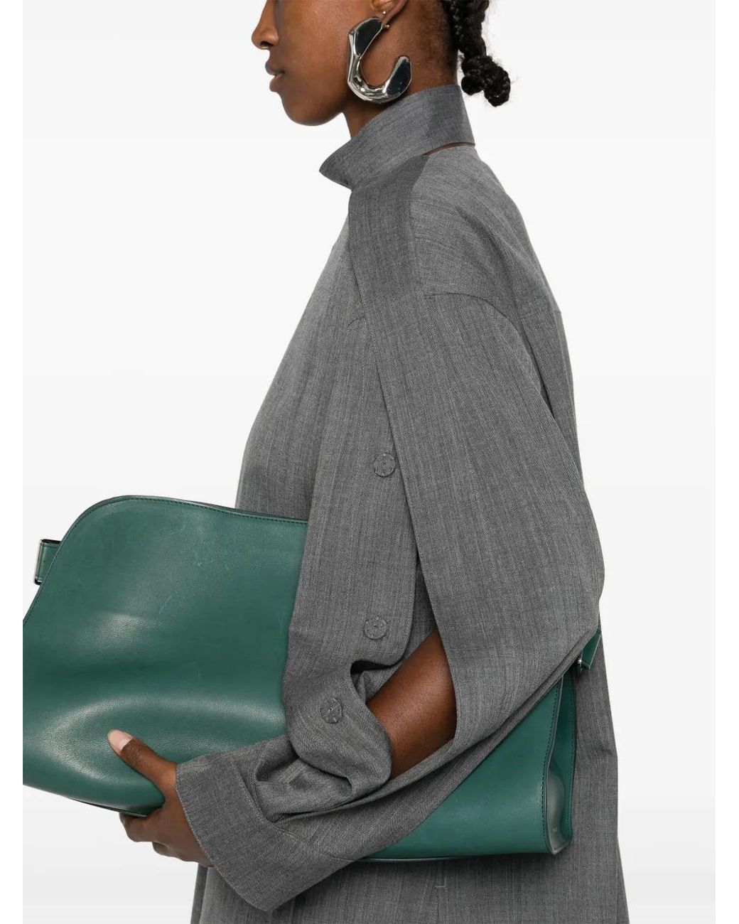 Jil Sander Gray Wool Blouse