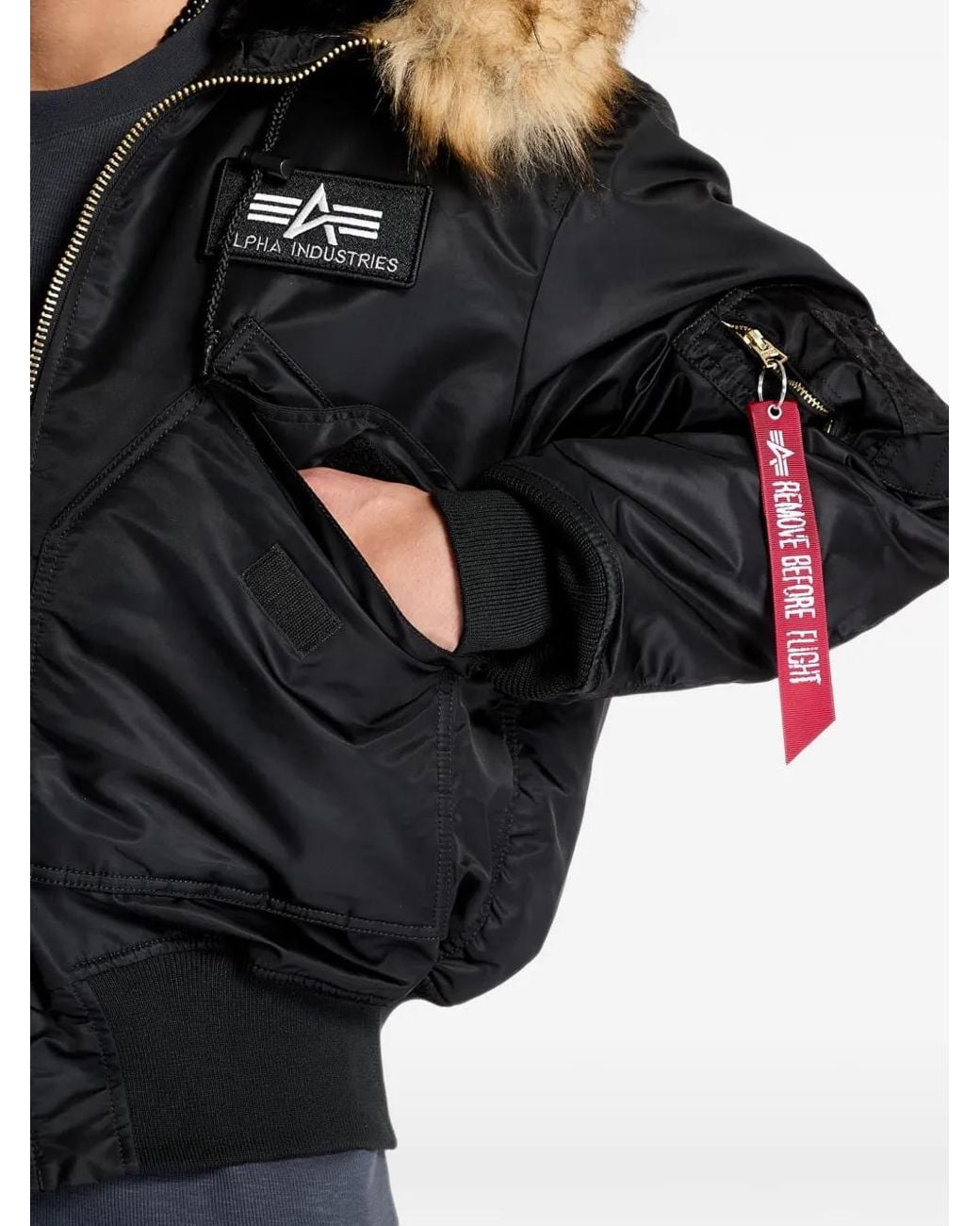 Alpha Industries Black Veste Bomber 45/P À Capuche for men