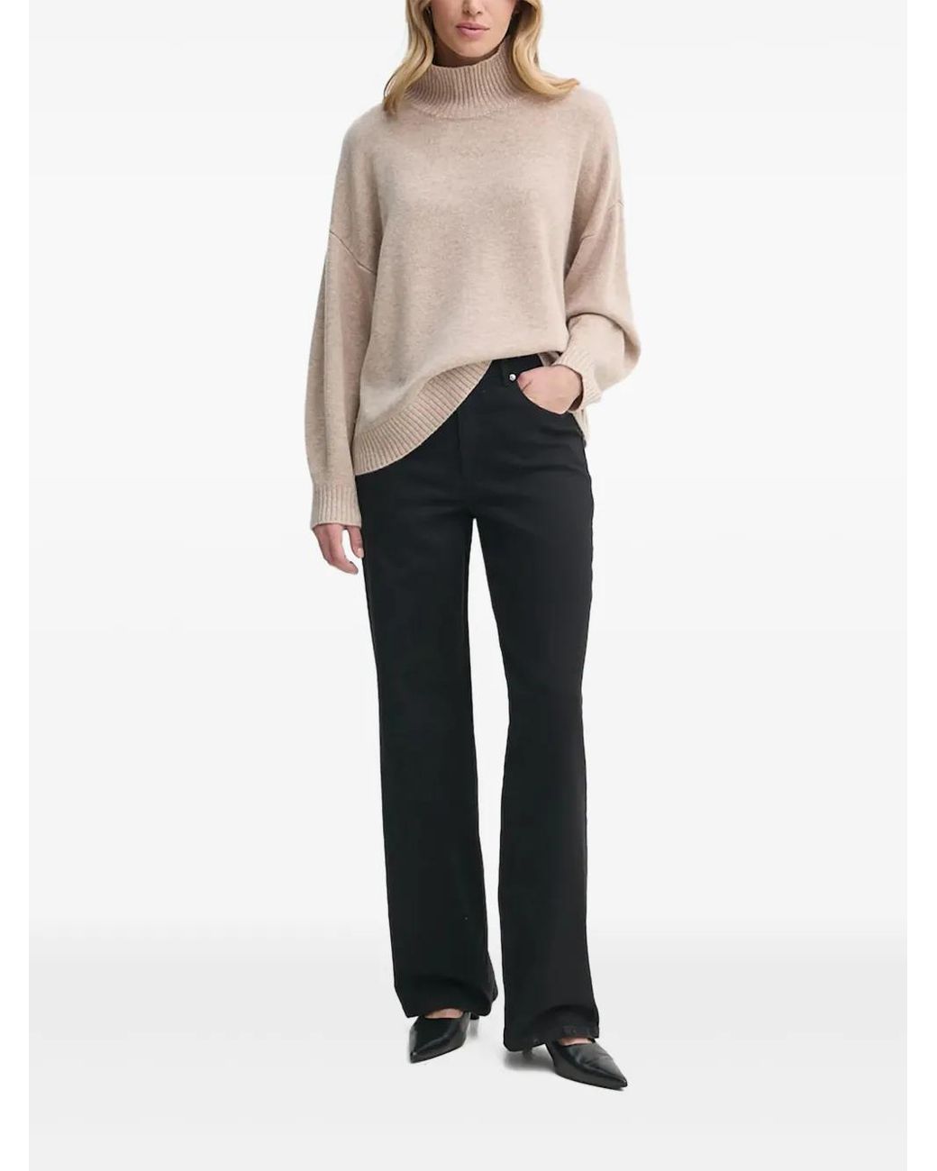 Gestuz Natural Turtleneck Balloon-Sleeve Sweater