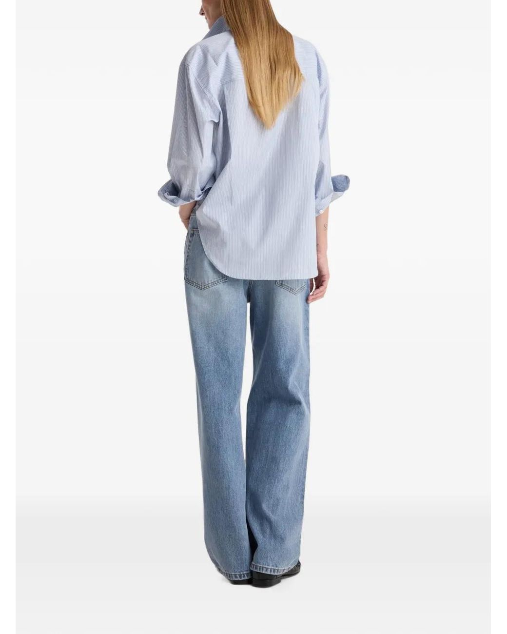 Rohe Blue Chemise Rayée À Empiècement Drapé