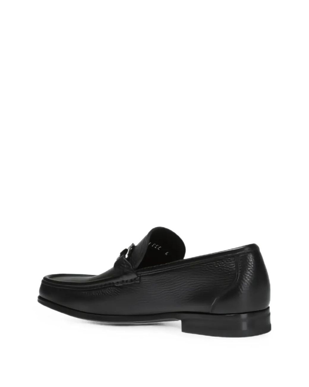 Ferragamo Black Mocassins Gancini En Cuir Grainé for men