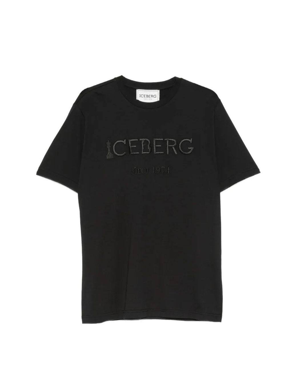 Iceberg Black T-Shirt À Logo Brodé for men